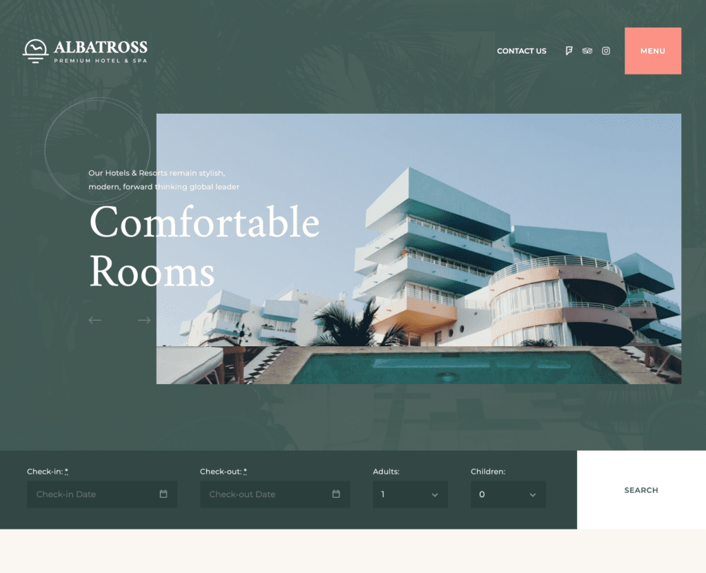 Albatross free elementor hotel template