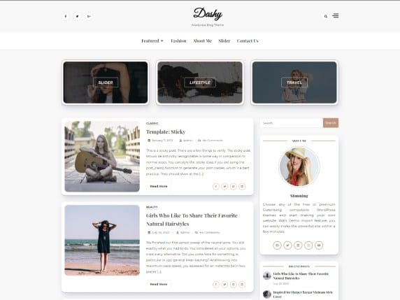 dashy free blog theme