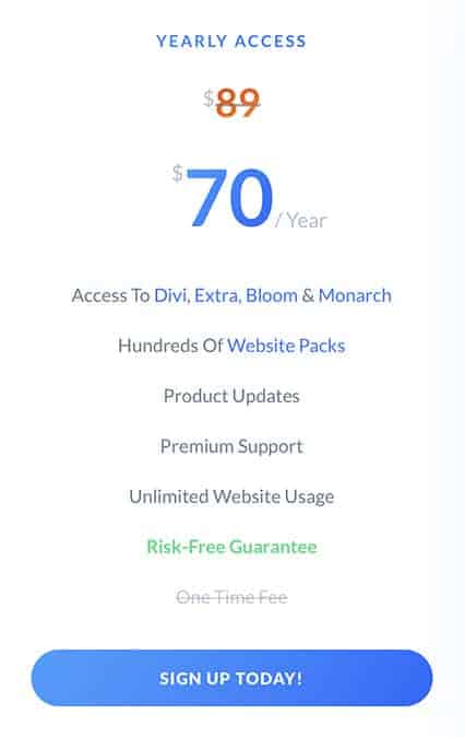 divi yearly access